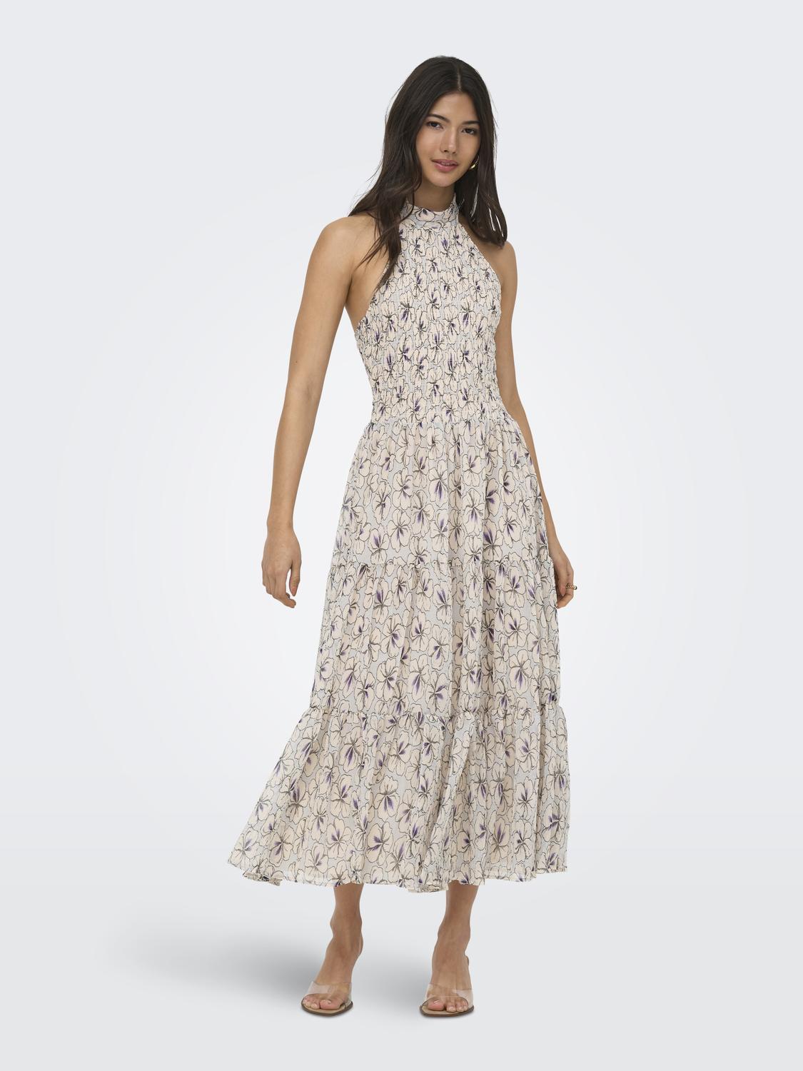 ONLIVEN S/L LONG HALTERNECK DRESS WVN EX - 6