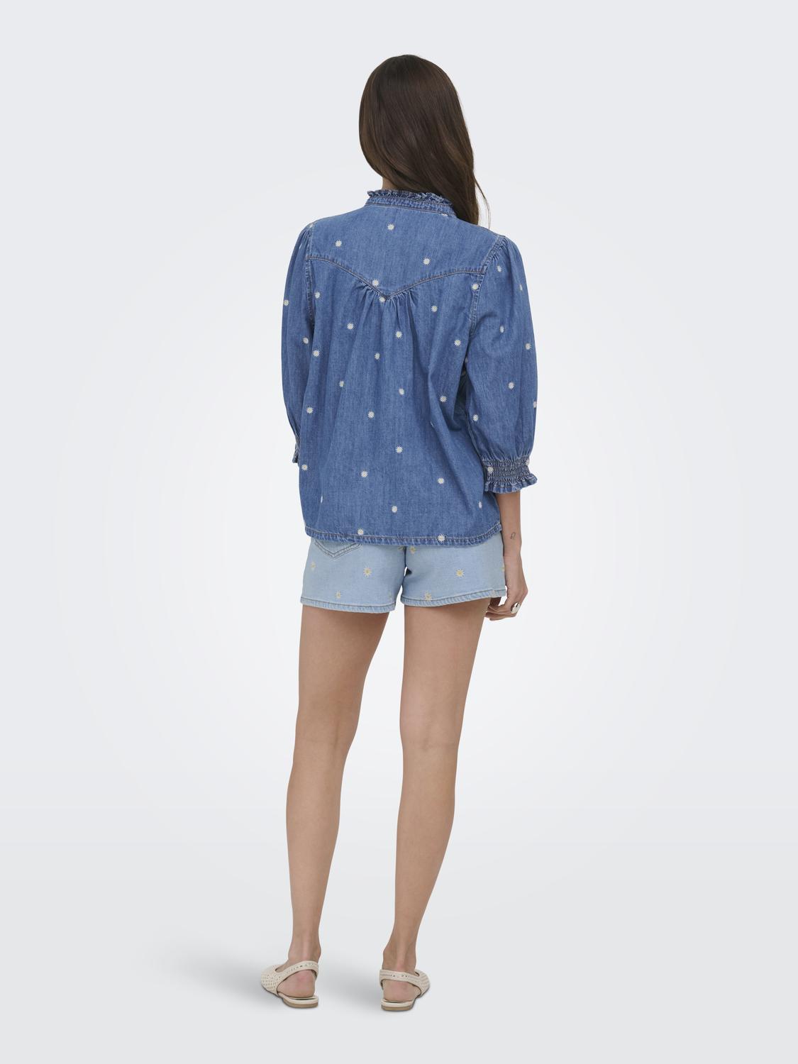 ONLRAYA DAISY EMB 3/4 SHIRT DNM AKM - 2