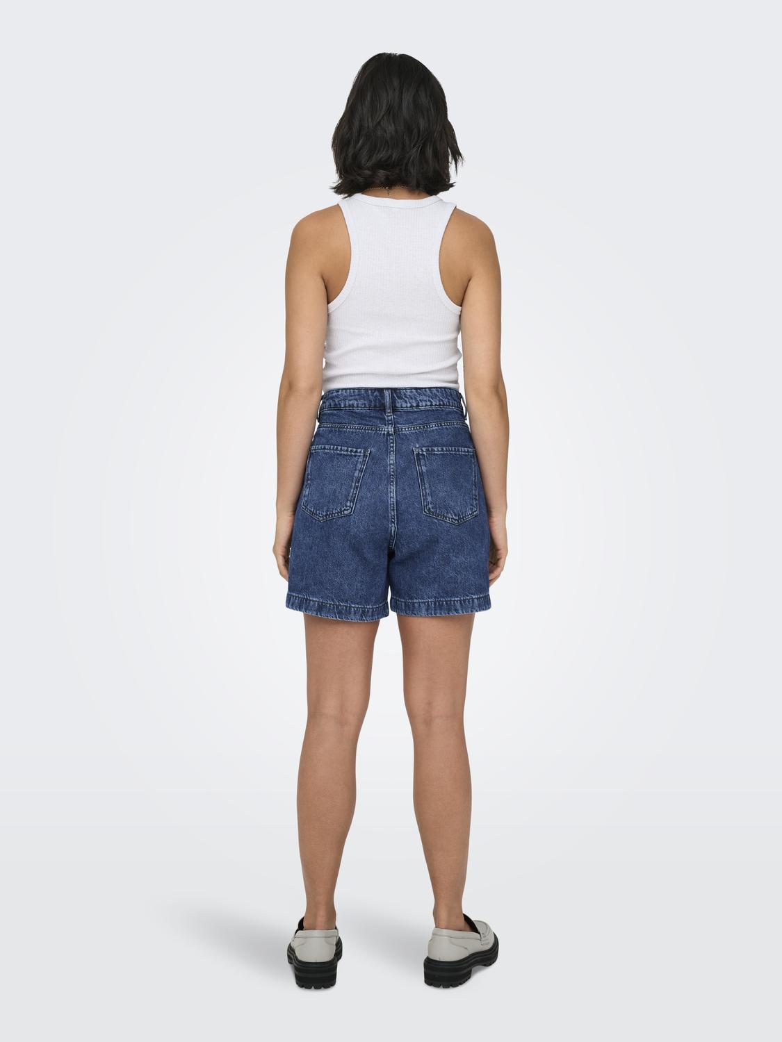 ONLPETRA Sommer High Waist Denim Shorts med baklommer - 2