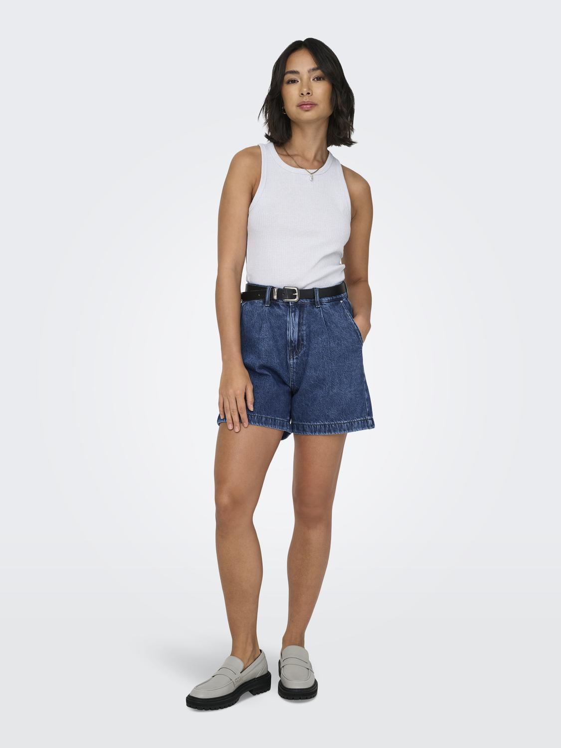 ONLPETRA Sommer High Waist Denim Shorts med baklommer - 6