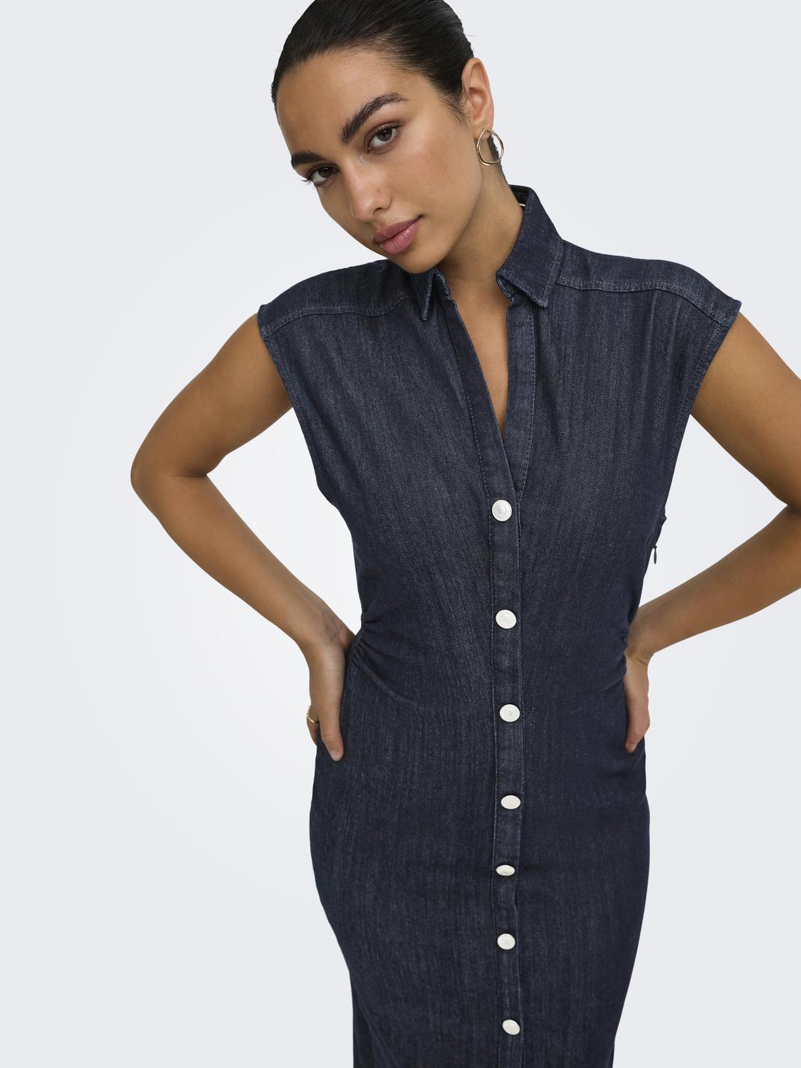 ONLBABE CAPSLEEVE MIDI DRESS DNM RINSE - 5