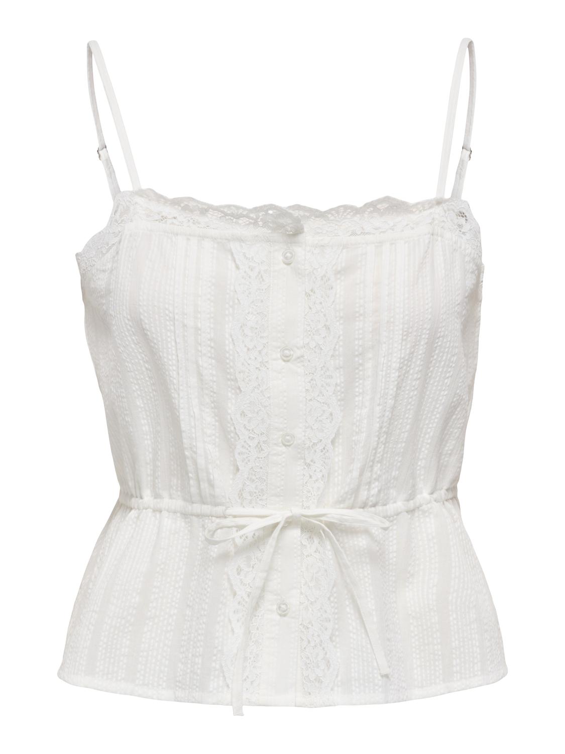 JDYROSA SHORT S/L TIE LACE SINGLET WVN - 3