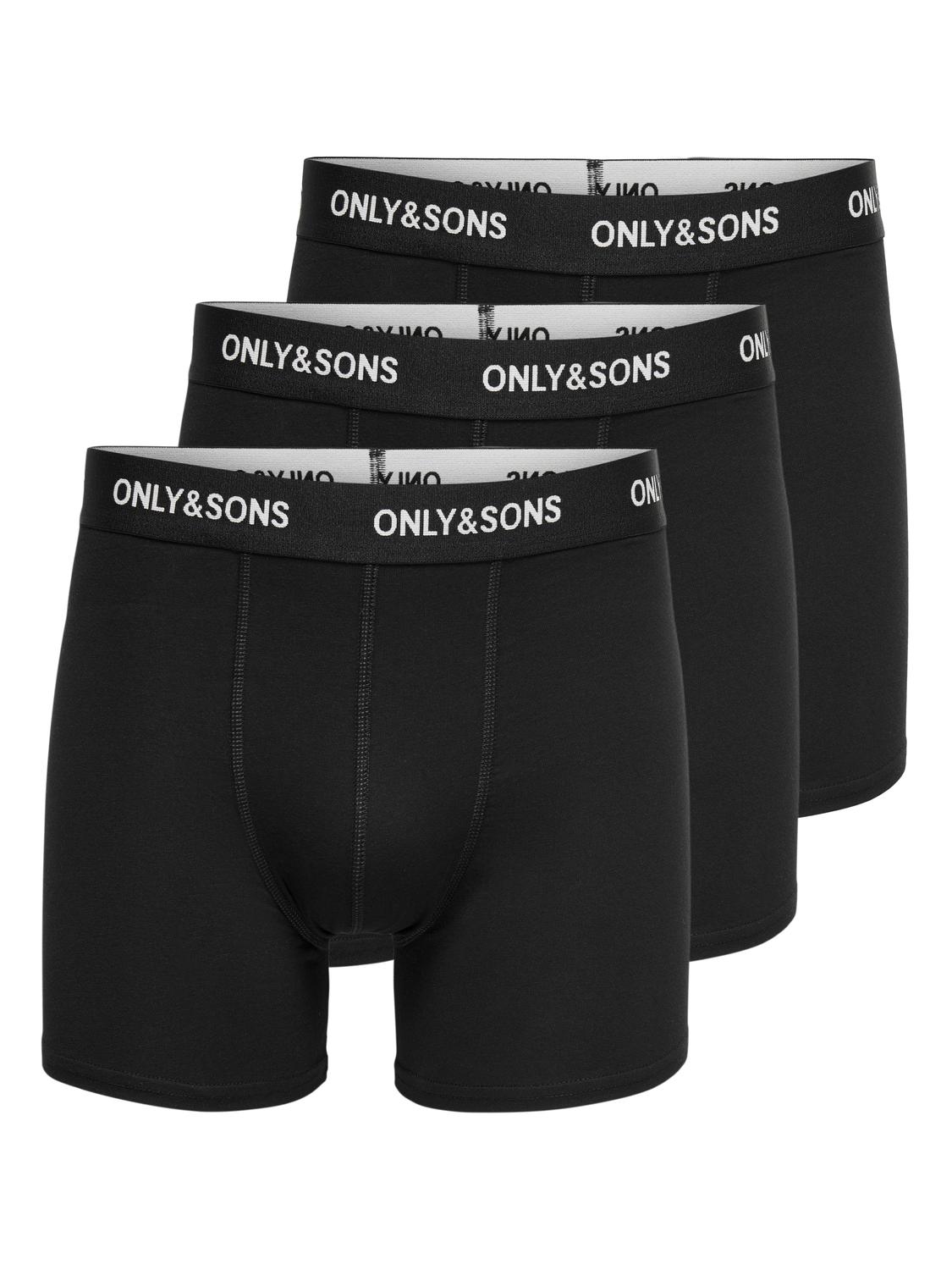 ONSFITZ SOLID BLACK BOXER 3PACK NOOS