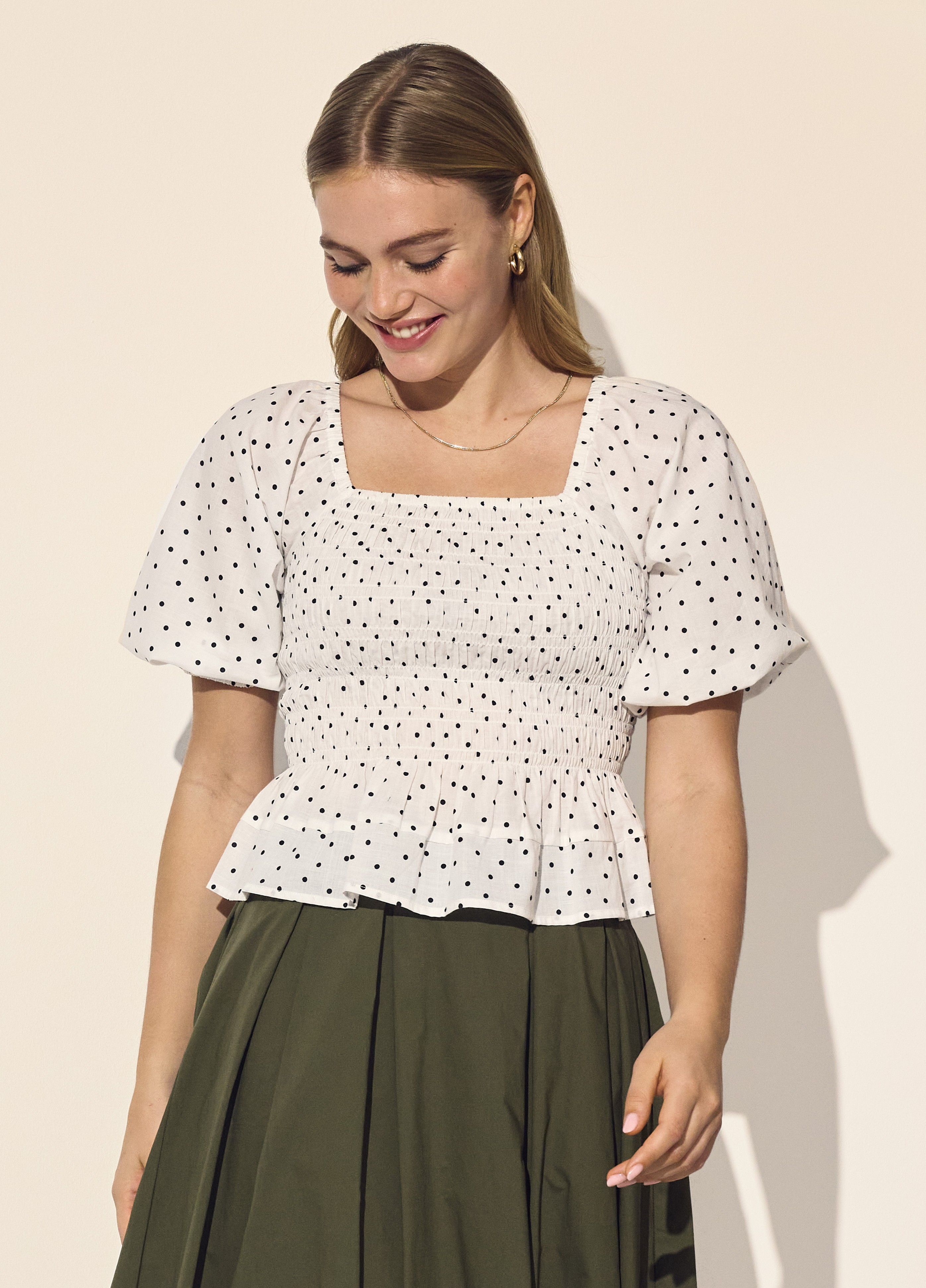 PGGRACIE SMOCK S/S TOP WVN