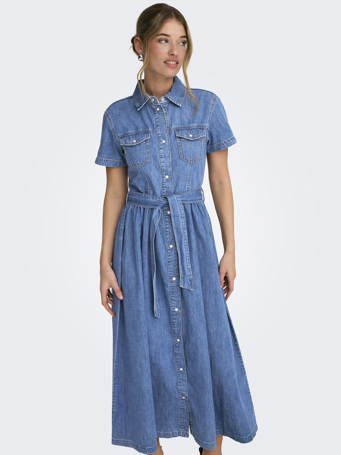 ONLNOEMI S/S BELT MAXI DRESS DNM AKM - 5