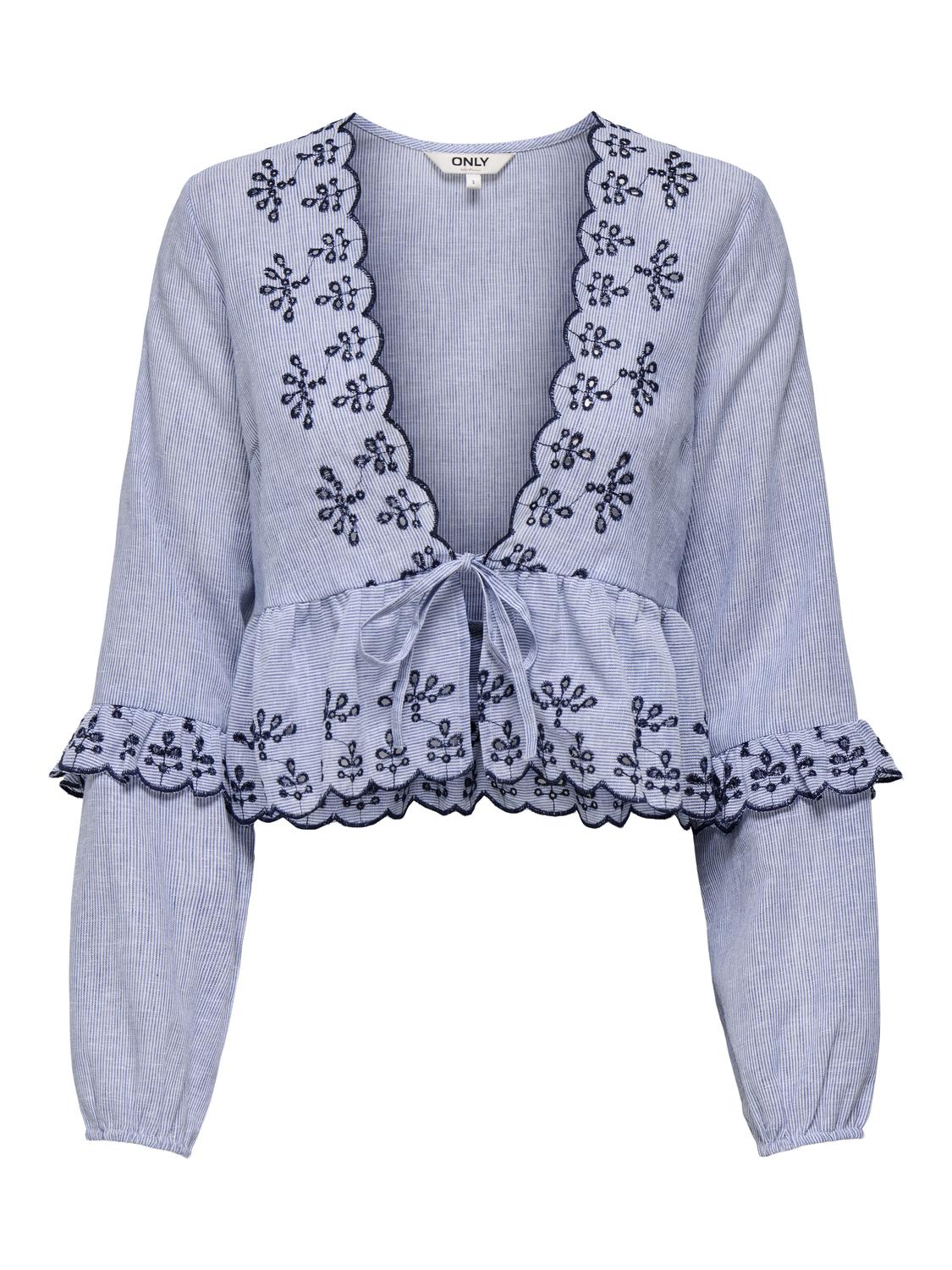 STOPONLCAROLINE LIFE LS V-NECK EMB TOP