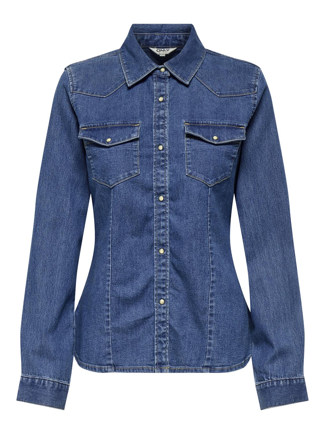 ONLSASIA L/S STRETCH FIT DNM SHIRT - 3