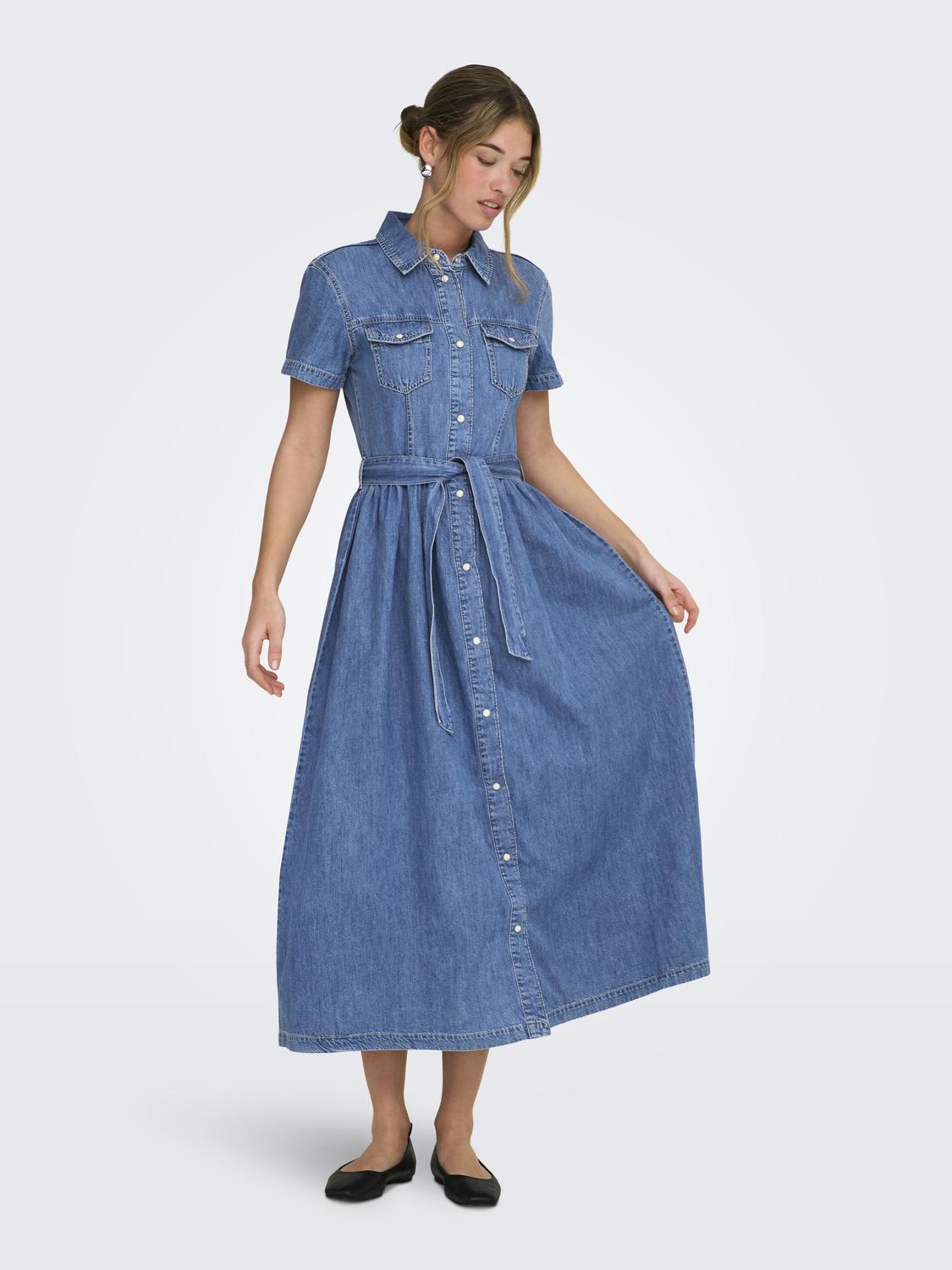 ONLNOEMI S/S BELT MAXI DRESS DNM AKM - 6