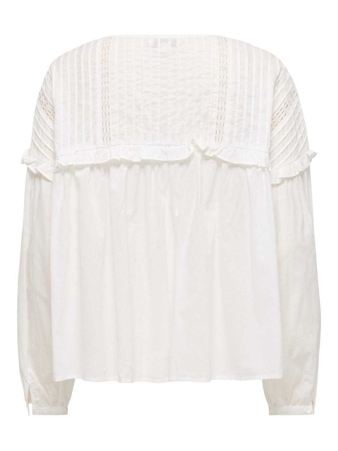 ONLRIEZ L/S OPEN NECK BROD TOP WVN CS - 2