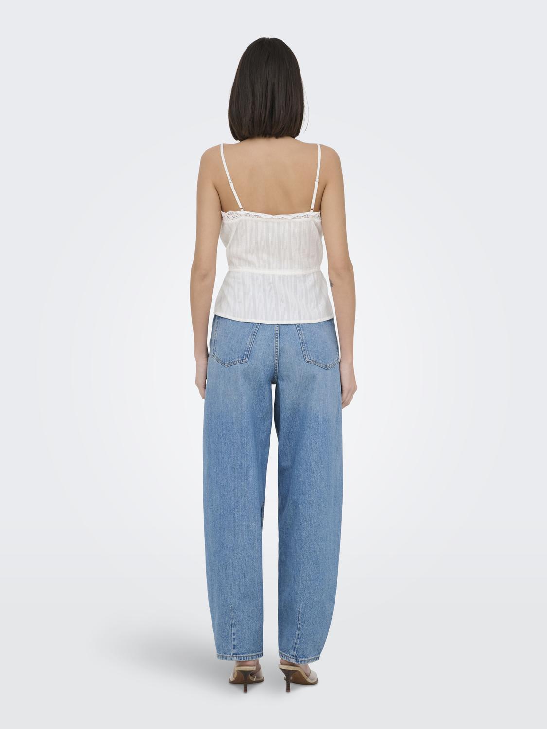 JDYROSA SHORT S/L TIE LACE SINGLET WVN - 2