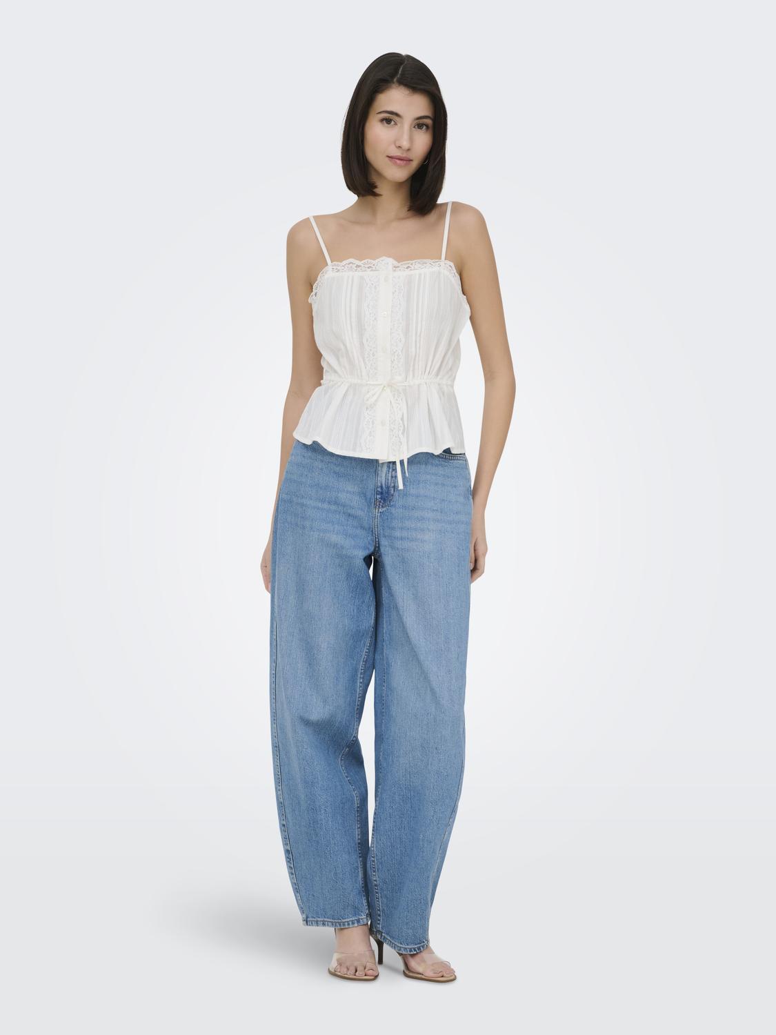 JDYROSA SHORT S/L TIE LACE SINGLET WVN - 7
