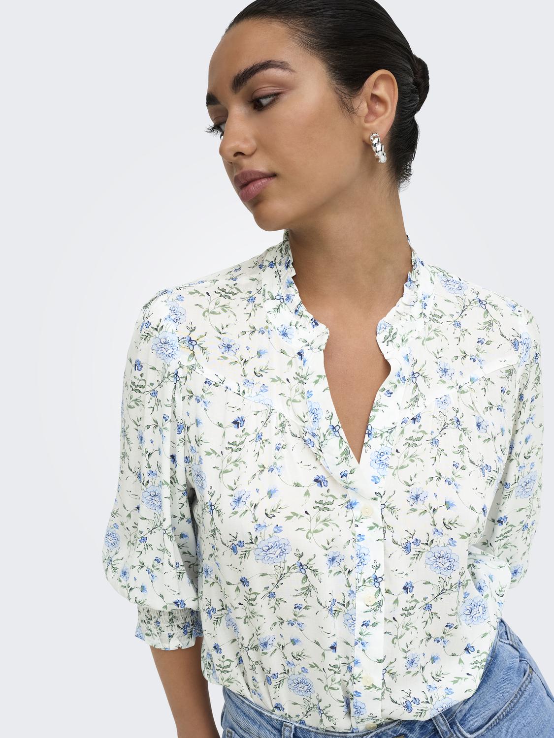ONLRAYA Feminin skjorte med vanlig passform og 3/4 ermer - 4