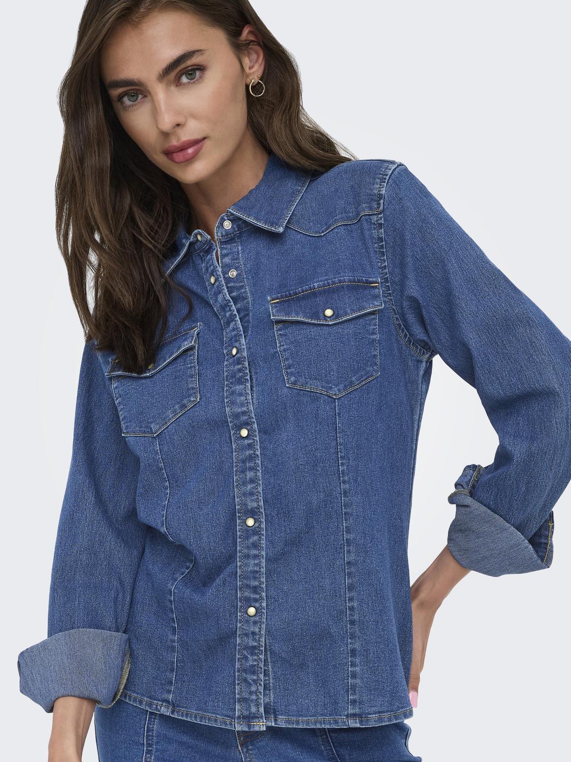 ONLSASIA L/S STRETCH FIT DNM SHIRT - 4