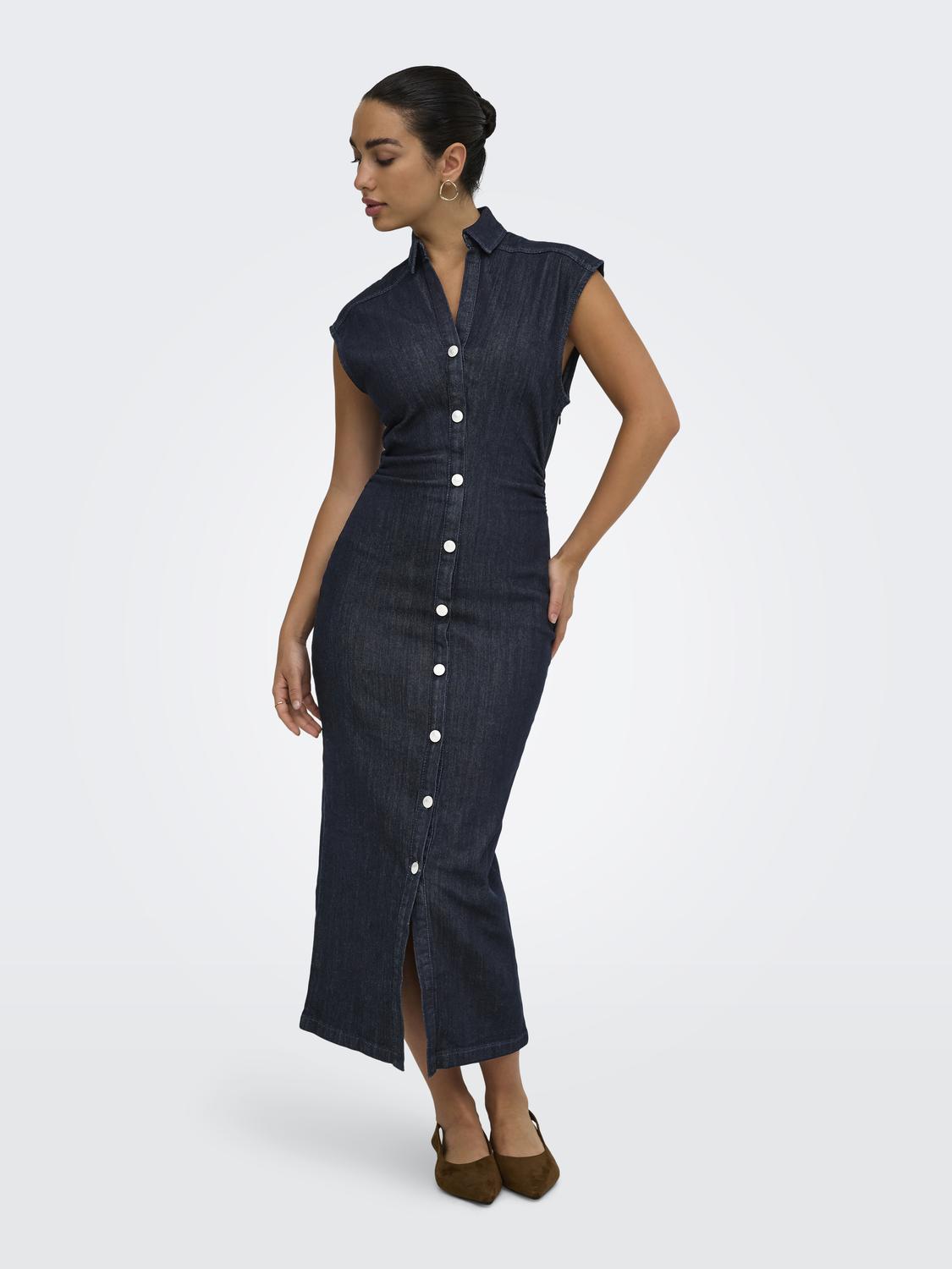 ONLBABE CAPSLEEVE MIDI DRESS DNM RINSE - 6