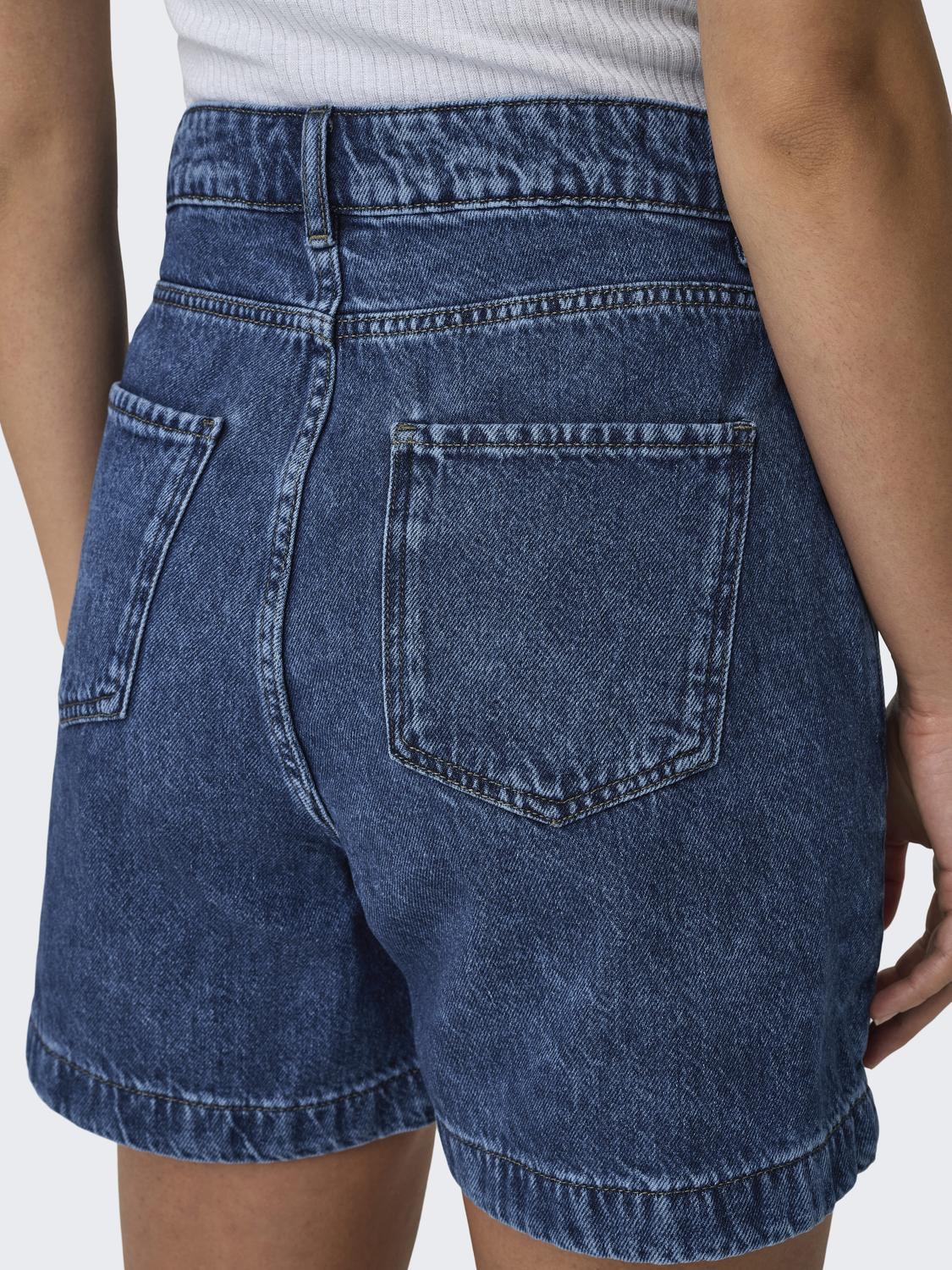 ONLPETRA Sommer High Waist Denim Shorts med baklommer - 4