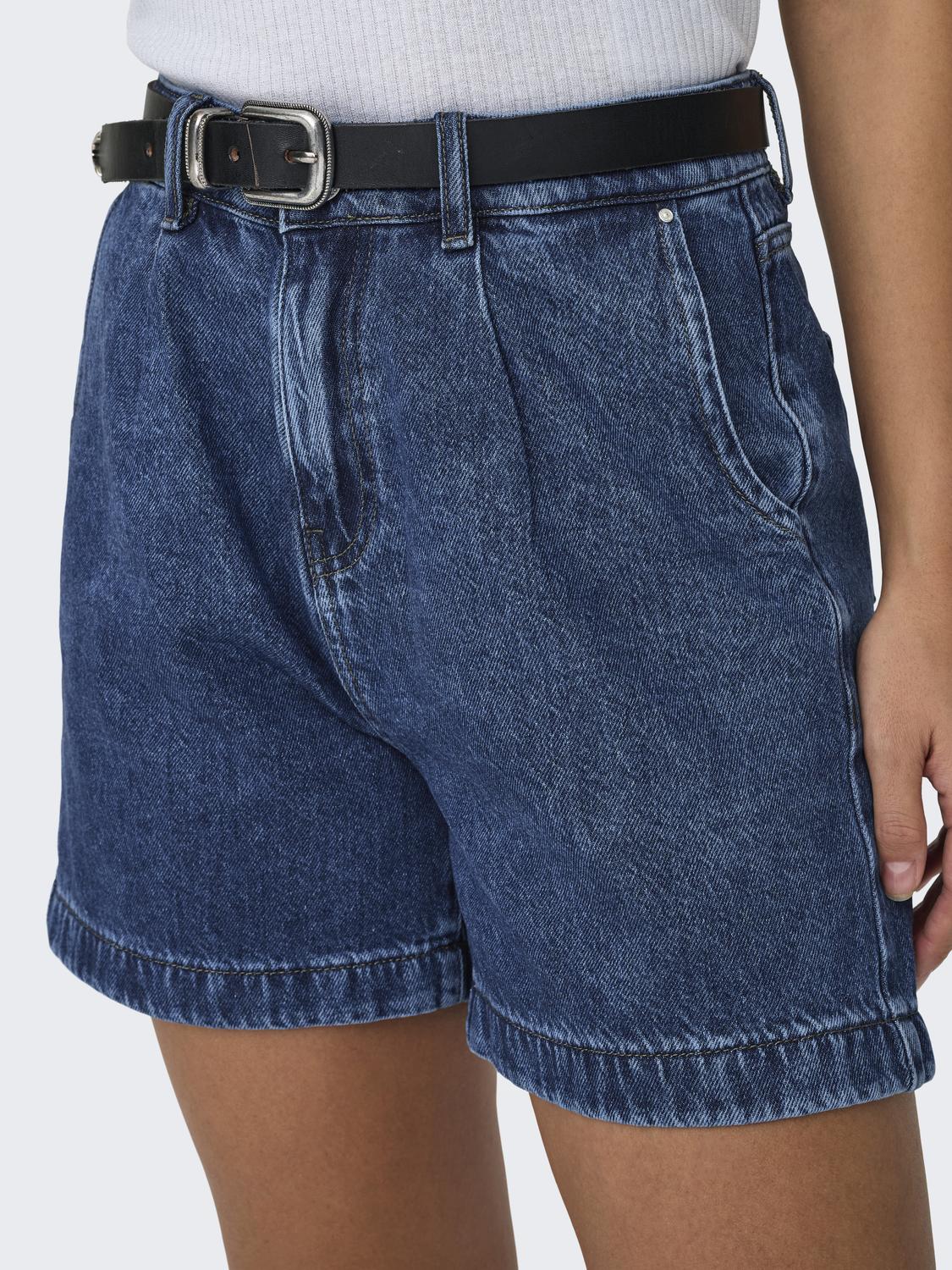 ONLPETRA Sommer High Waist Denim Shorts med baklommer - 5