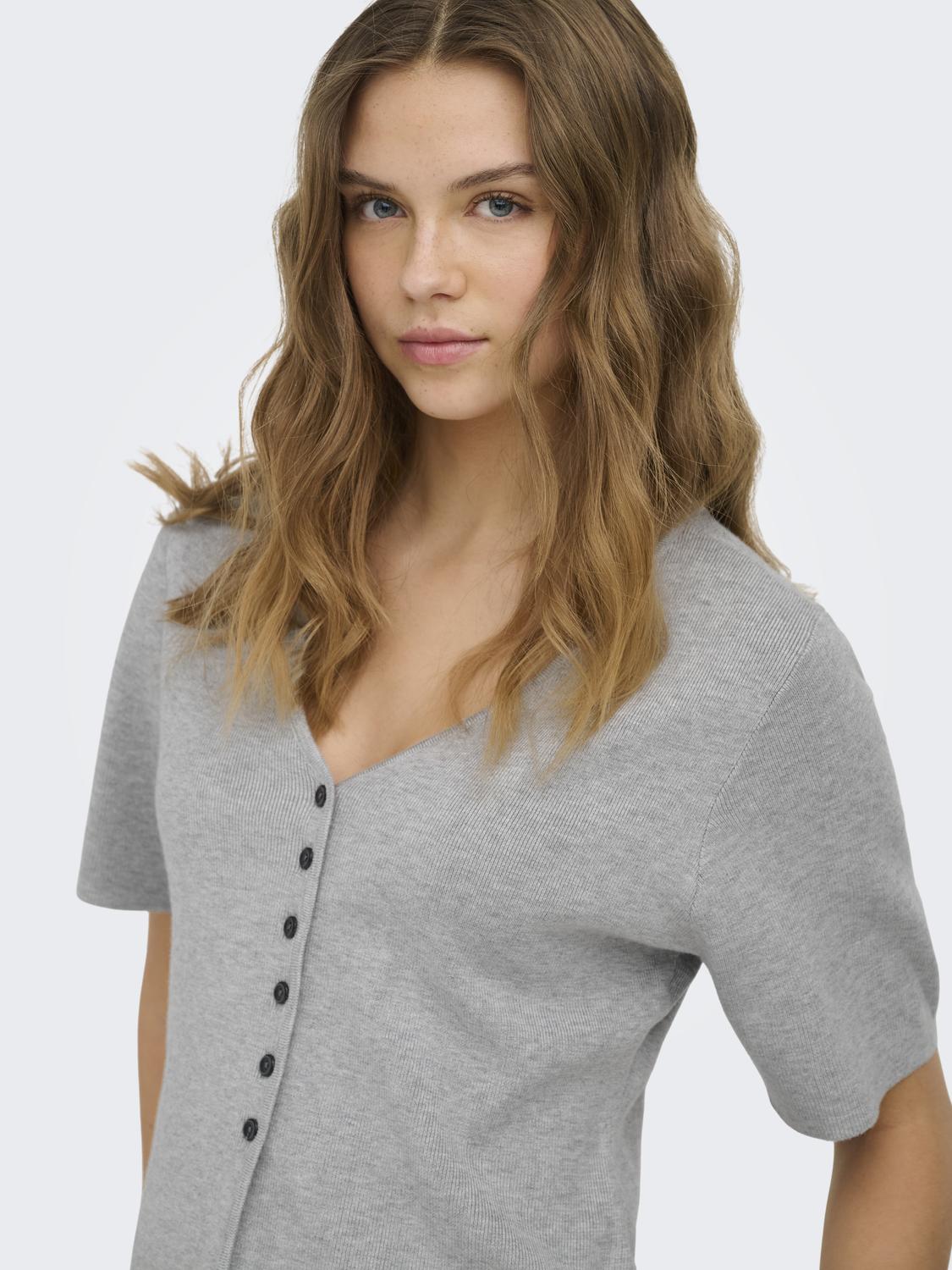 ONLLUCY SS V-NECK BUTTON EX KNT - 4
