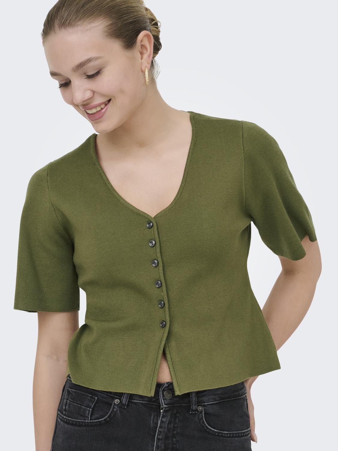 ONLLUCY SS V-NECK BUTTON EX KNT - 5