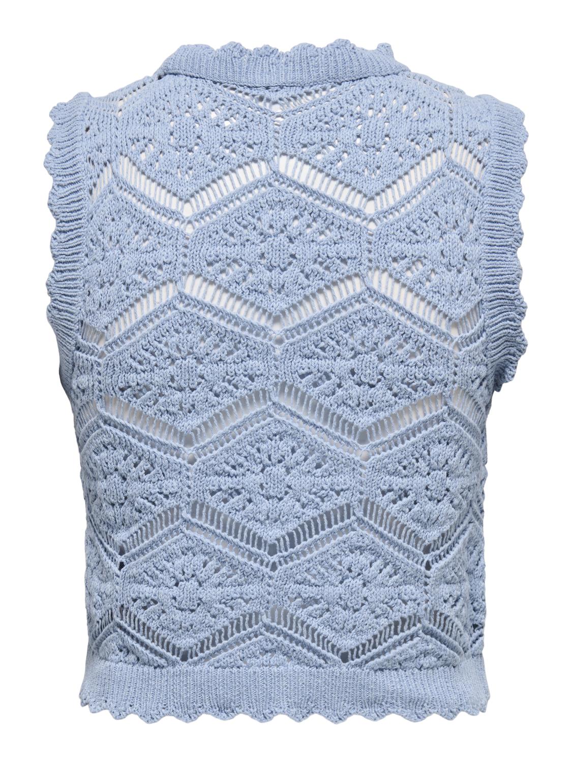 ONLFRIDA O-Neck Regular Fit Strikket topp med kamskjell detalj - 7