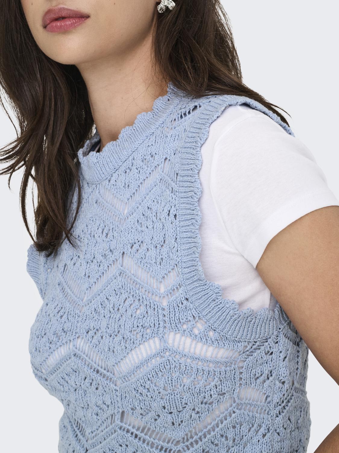 ONLFRIDA O-Neck Regular Fit Strikket topp med kamskjell detalj - 5