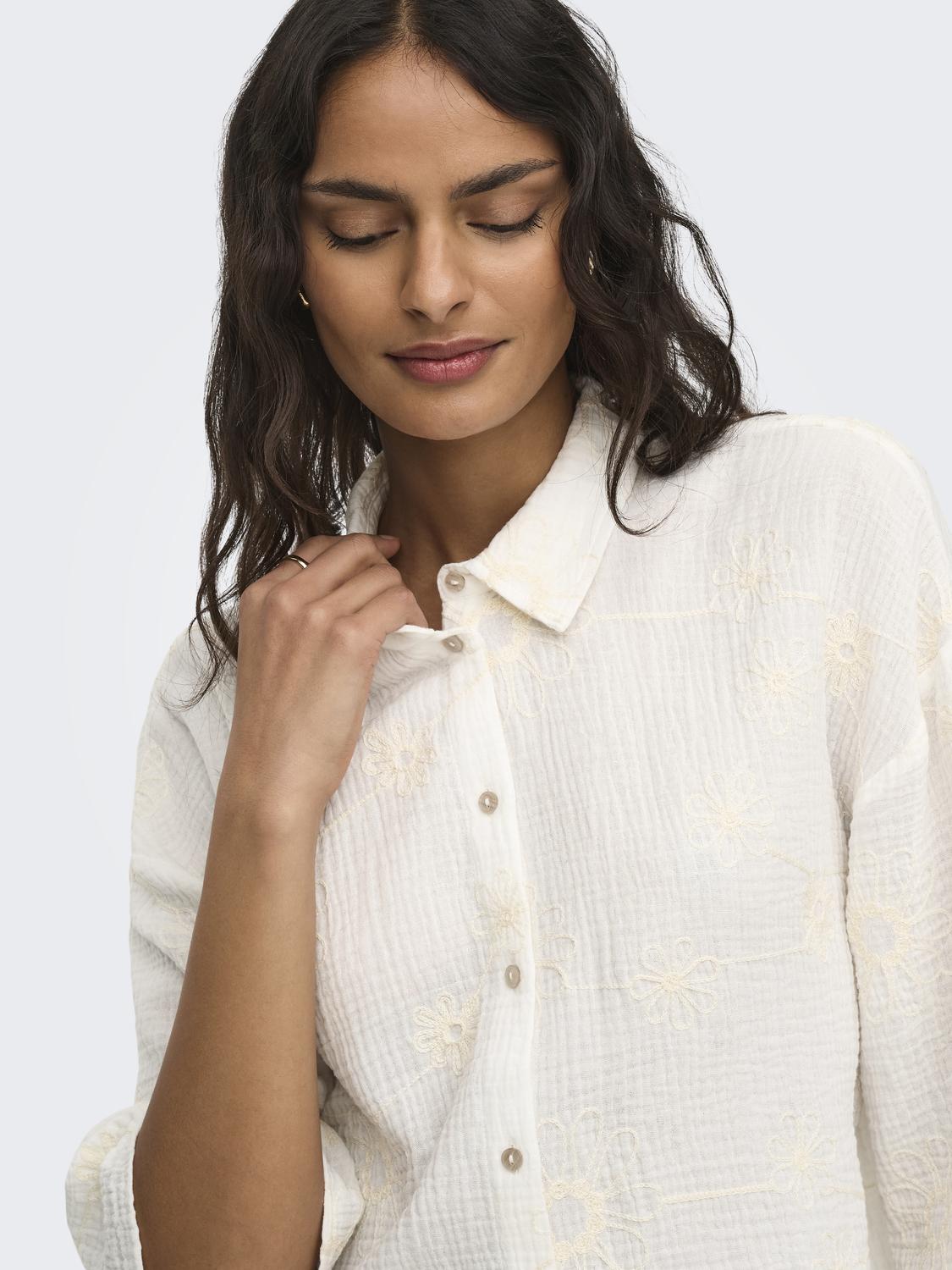 JDYTHEIS LIFE 3/4 CROP EMB SHIRT WVN DIA - 4