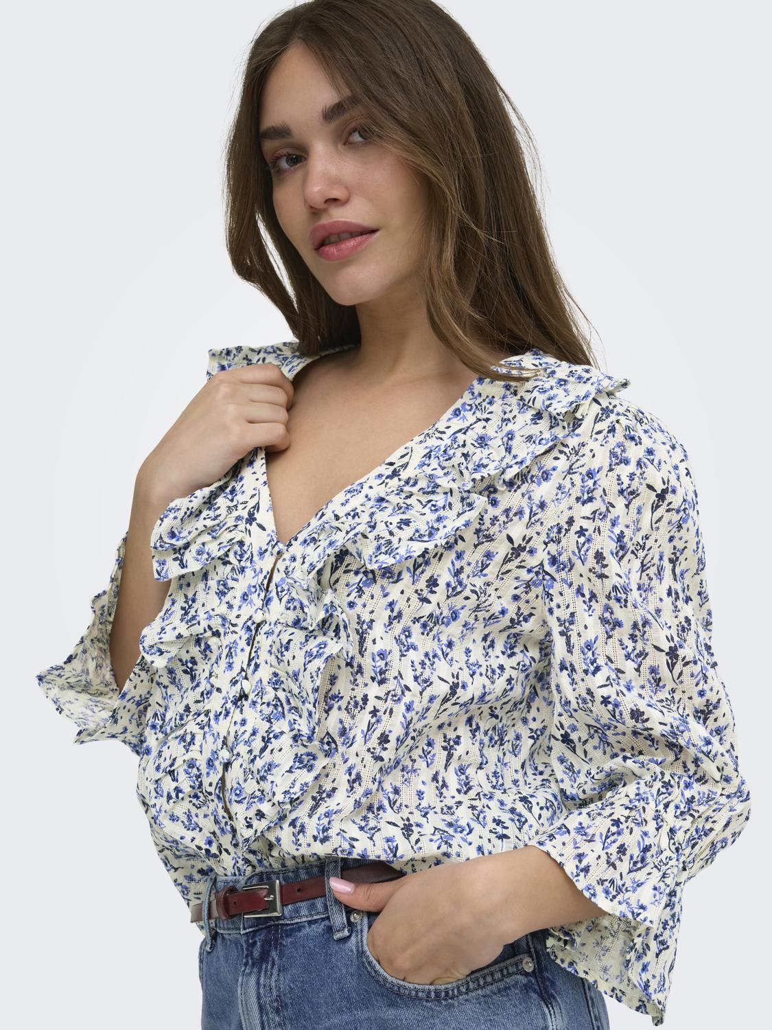 ONLCORALIE 3/4 FRILL TOP WVN EX - 5