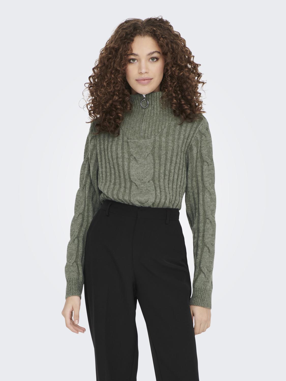 JDYANDREA L/S ZIP CABLE PULLOVE KNT NOOS