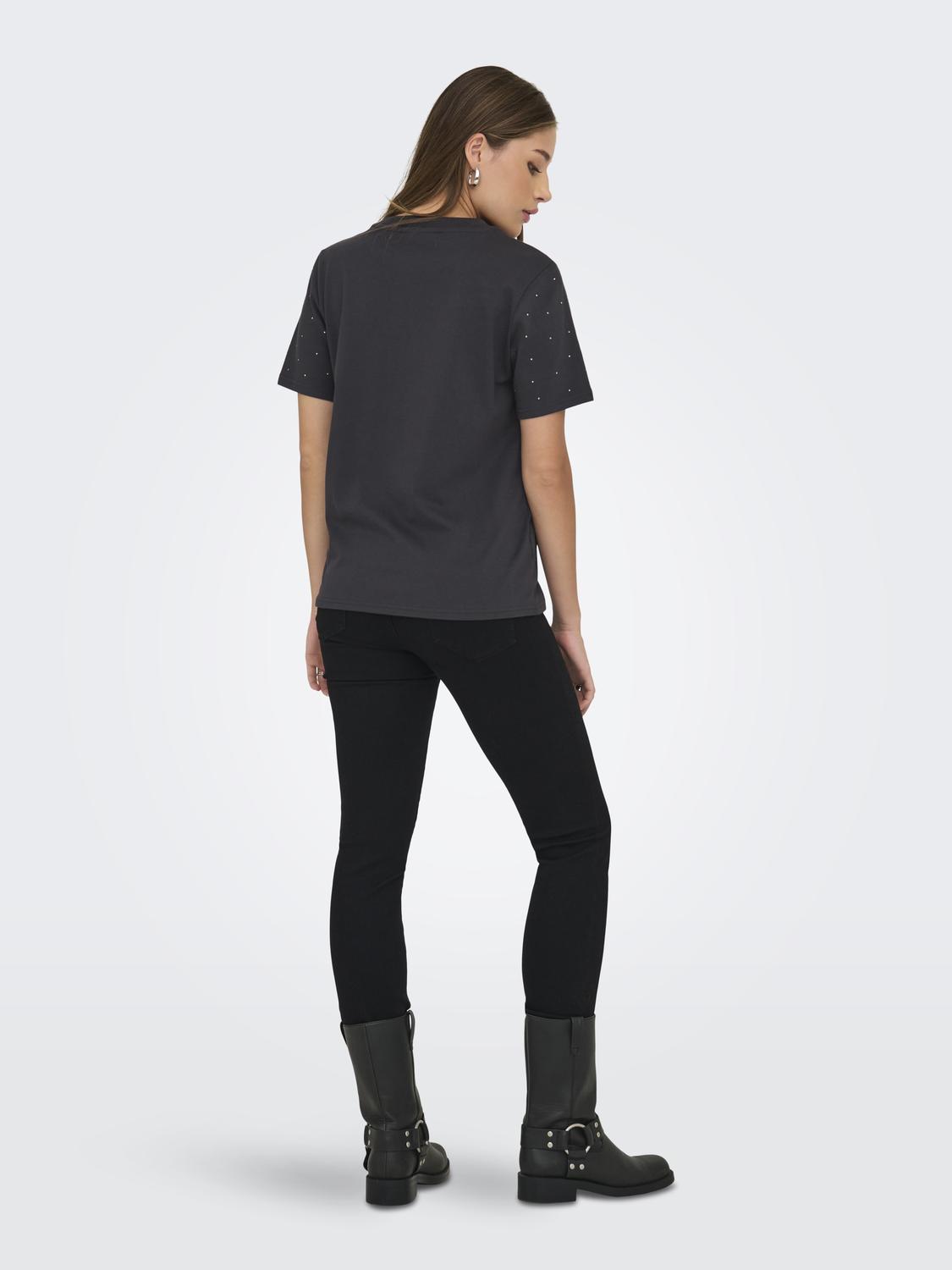 ONLMONJA T-skjorte med Glitter Detail og O-Neck - 2