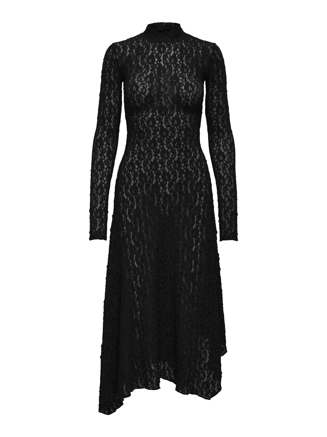 STUCONAN L/S LACE LONG ASSYM DRESS JRS