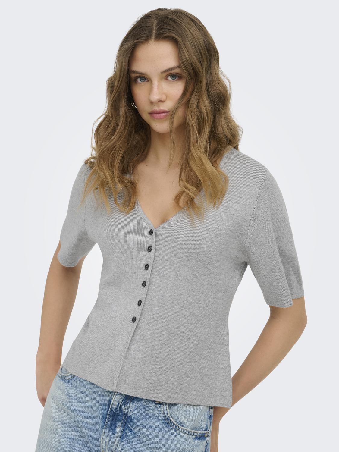 ONLLUCY SS V-NECK BUTTON EX KNT - 5