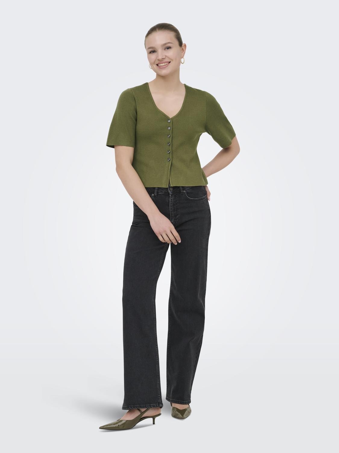 ONLLUCY SS V-NECK BUTTON EX KNT - 6
