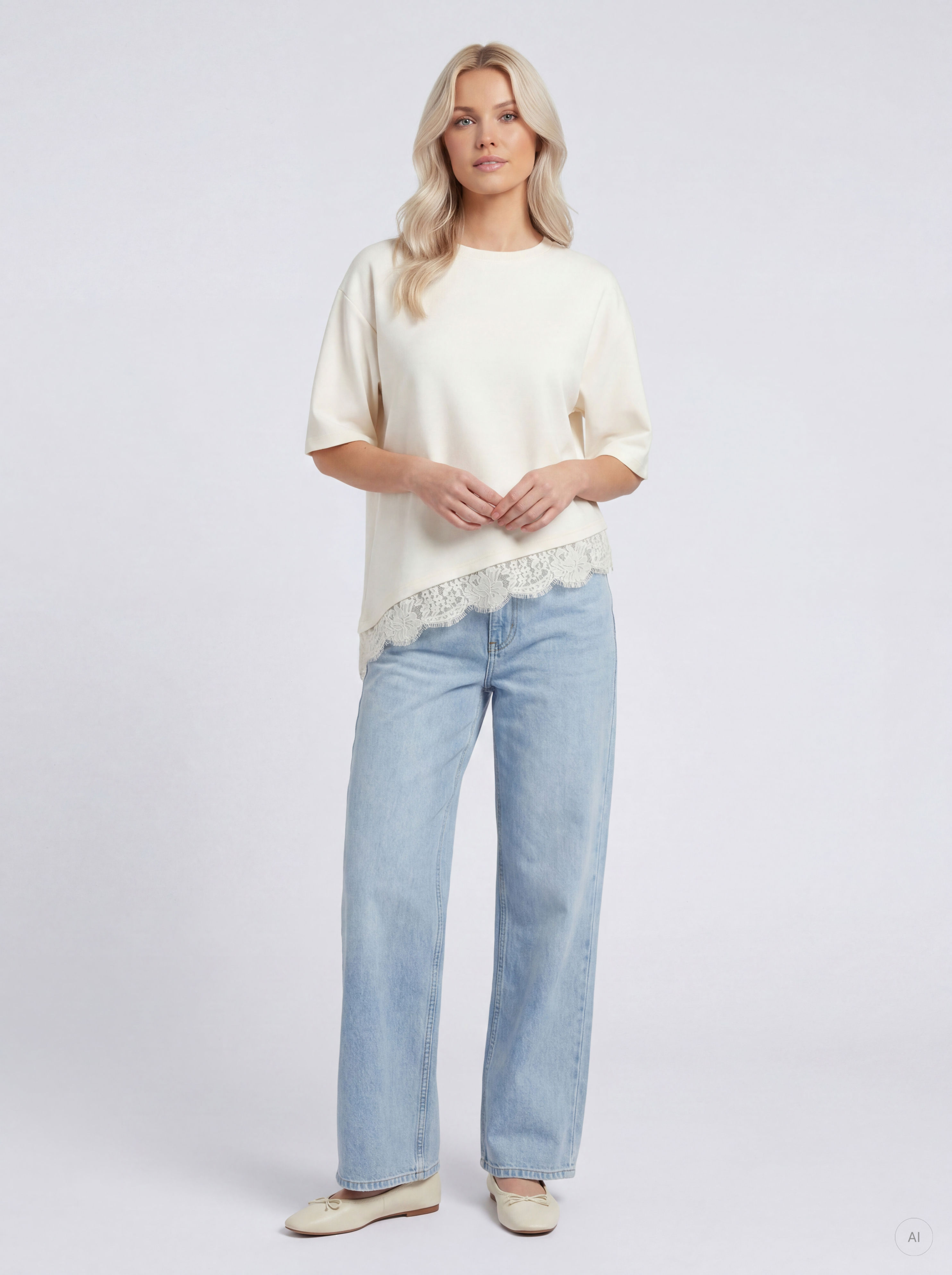 STUMATO S/S LACE ASYM TEE SWT - 7