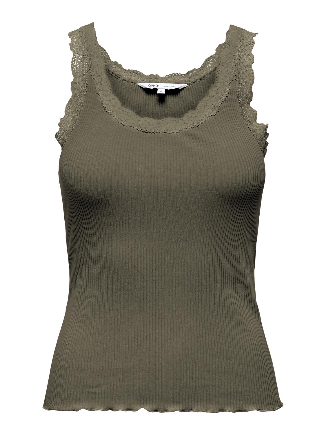 ONLSARA BASIC U-hals ærmeløs tanktop med blondedetalje