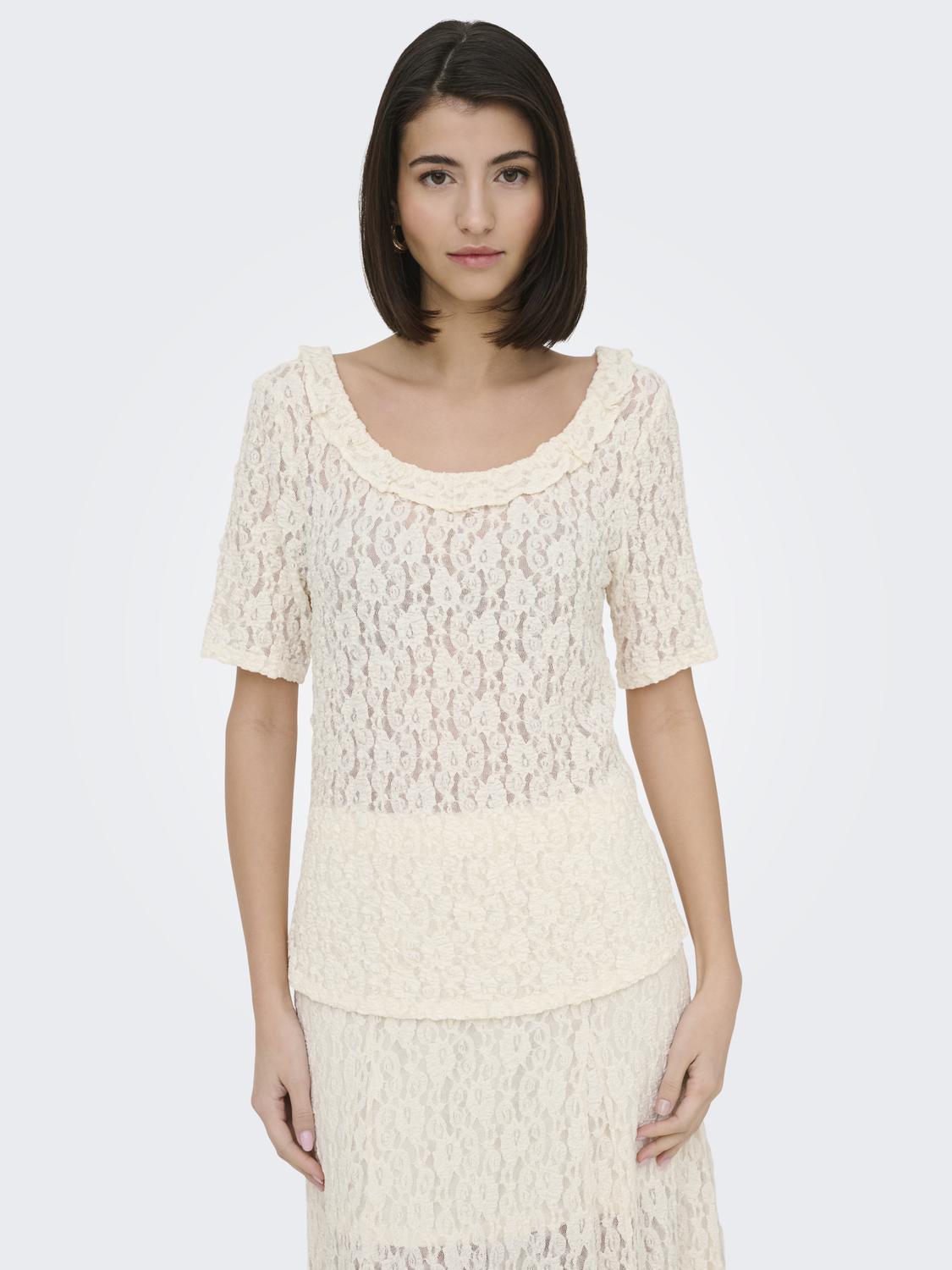 JDYGALLAS S/S LACE TOP JRS - 5