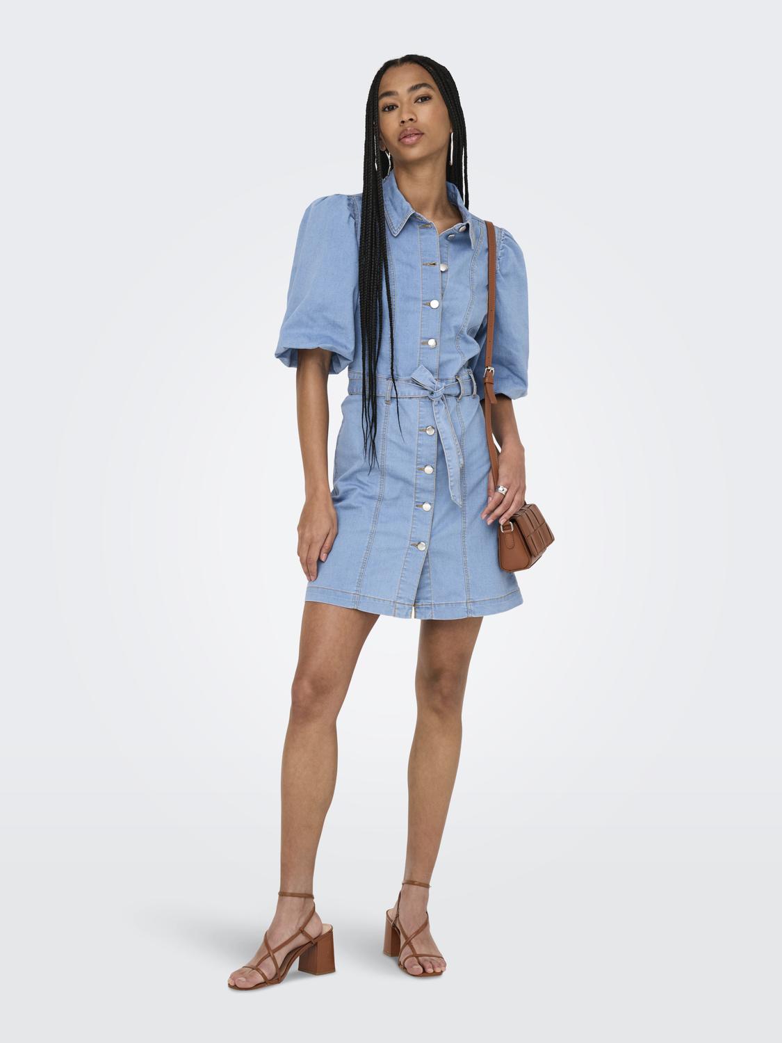 ONLBELIS S/S PUFF BELT DRESS DNM YFM - 6