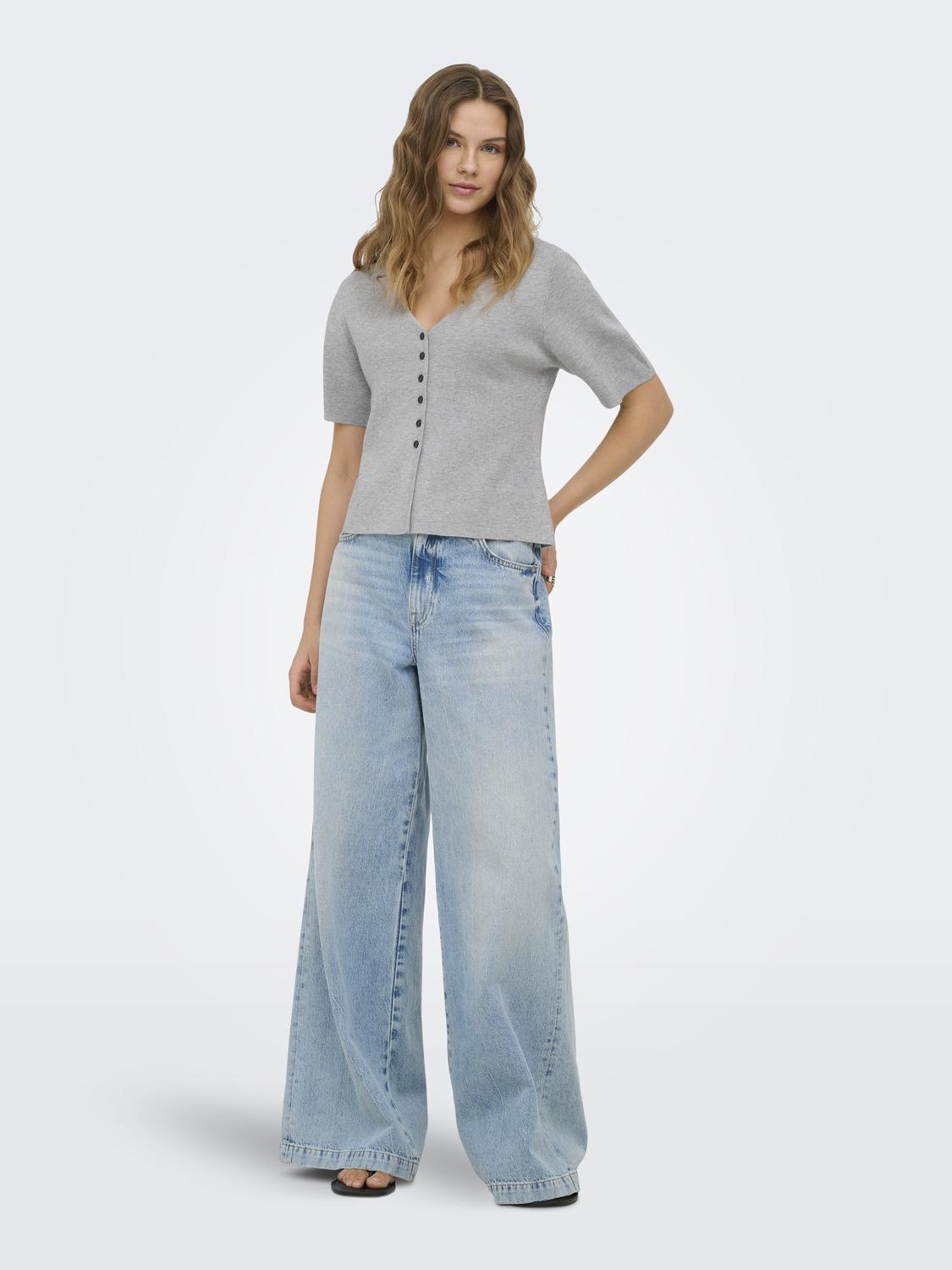 ONLLUCY SS V-NECK BUTTON EX KNT - 6