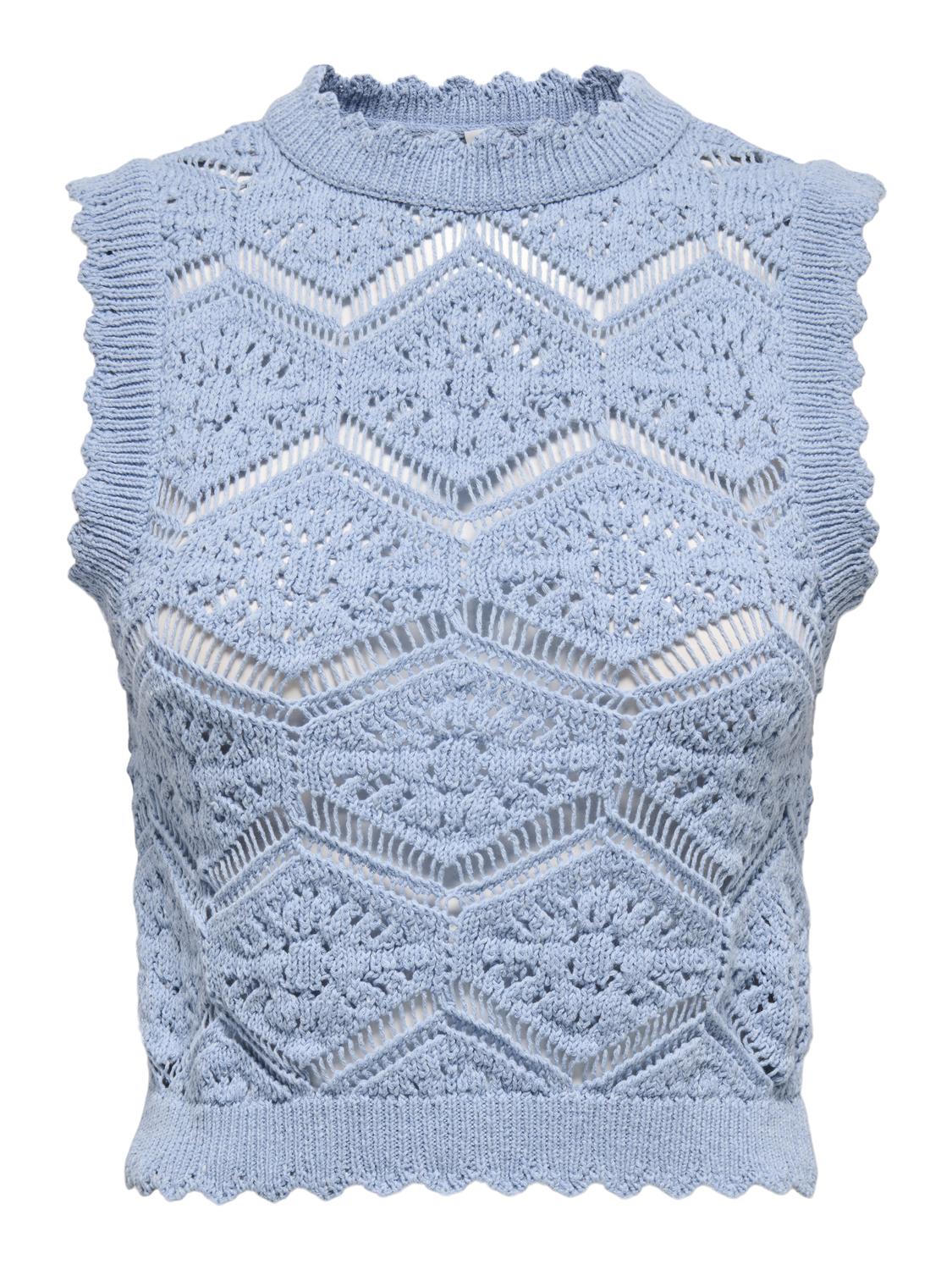 ONLFRIDA O-Neck Regular Fit Strikket topp med kamskjell detalj - 3