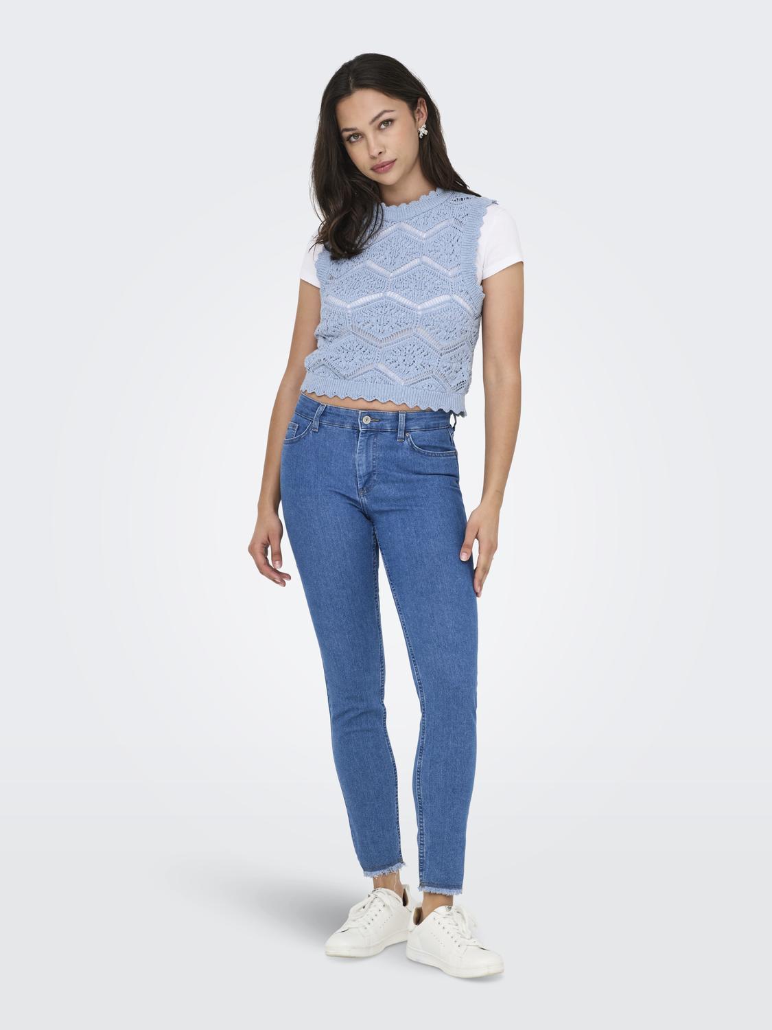 ONLFRIDA O-Neck Regular Fit Strikket topp med kamskjell detalj - 6