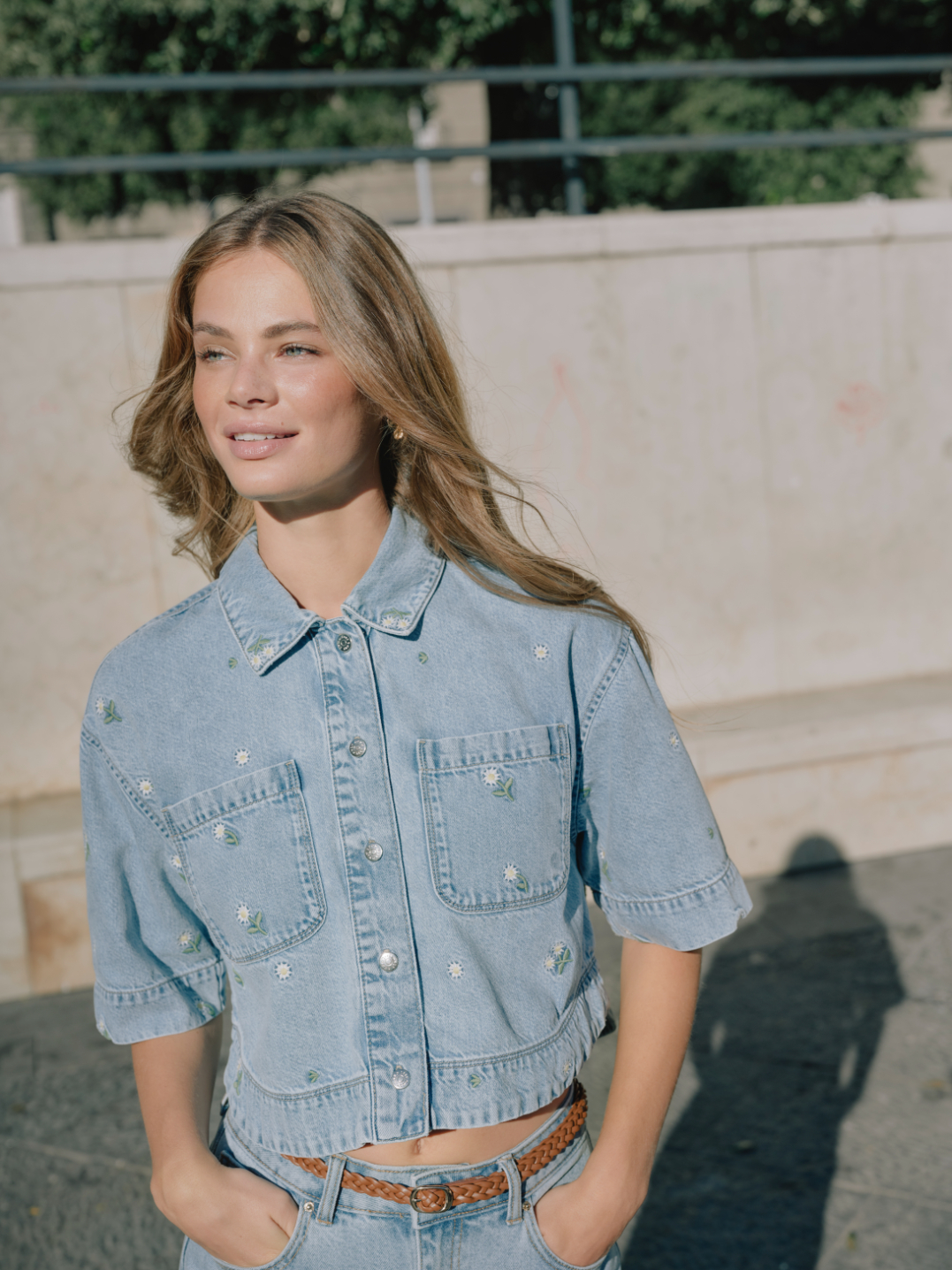 ONLCLEO SS EMBROI CROP DNM SHIRT PIM - 9