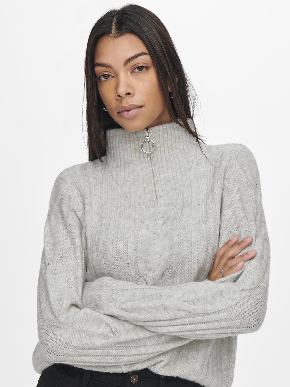 JDYANDREA L/S ZIP CABLE PULLOVE KNT NOOS - 4