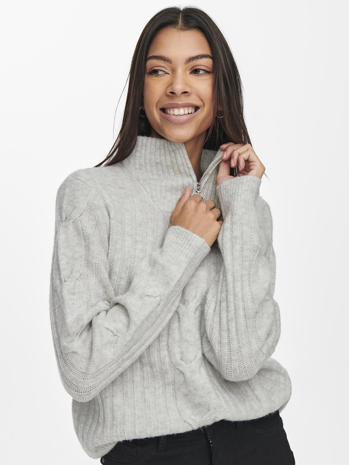JDYANDREA L/S ZIP CABLE PULLOVE KNT NOOS - 5