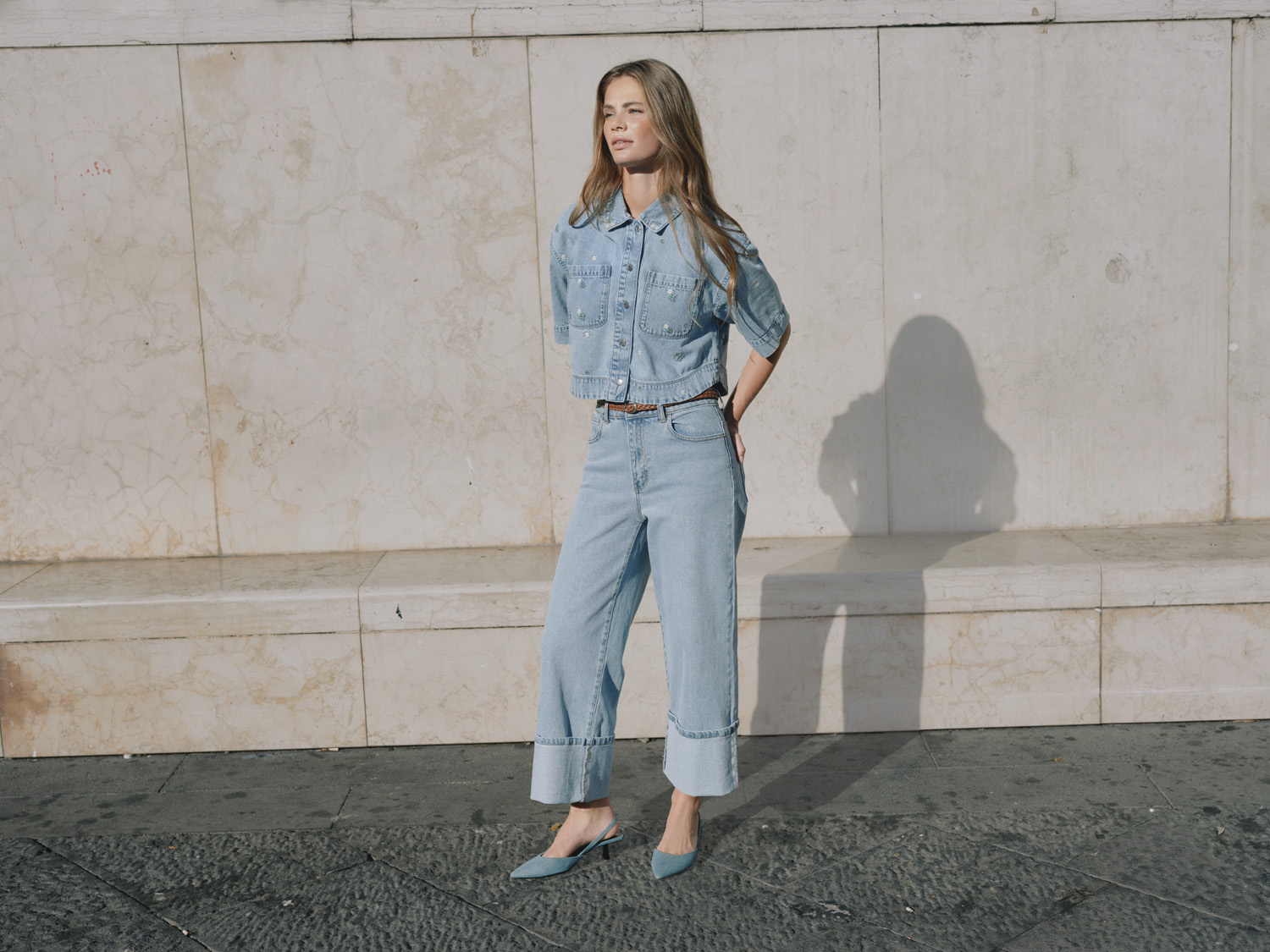 ONLCLEO SS EMBROI CROP DNM SHIRT PIM - 8