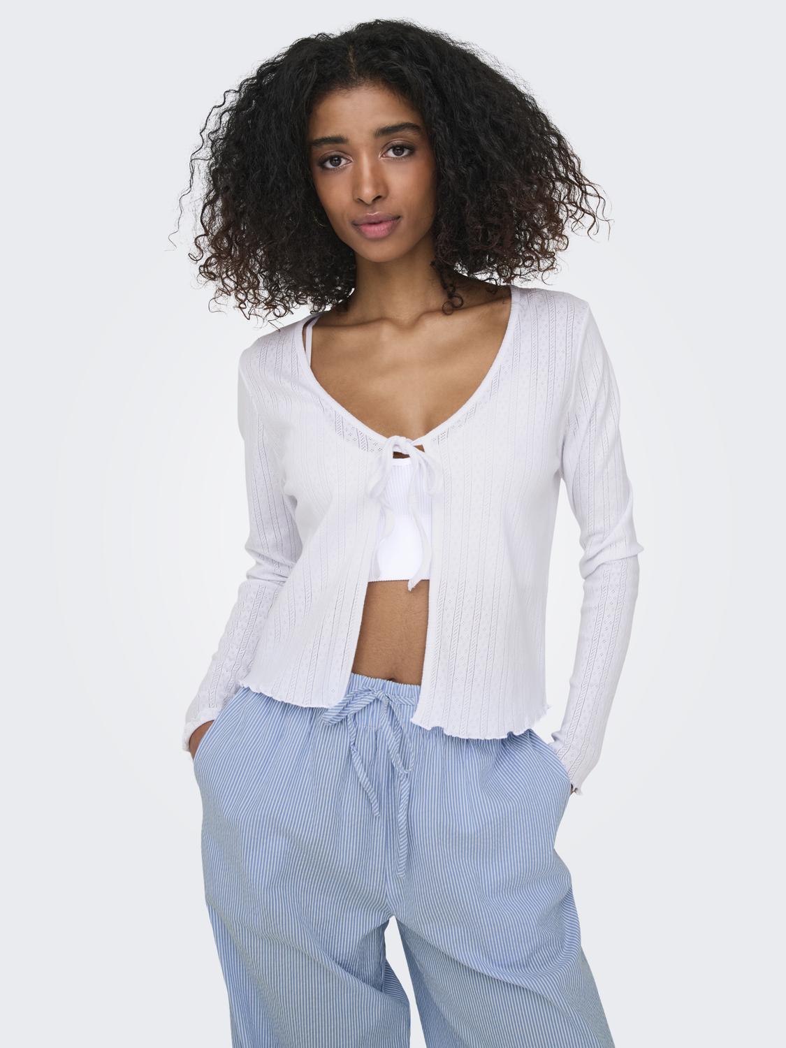 ONLCARLOTTA Regular Fit strikket Cardigan for ungdom med snorfesting - 5