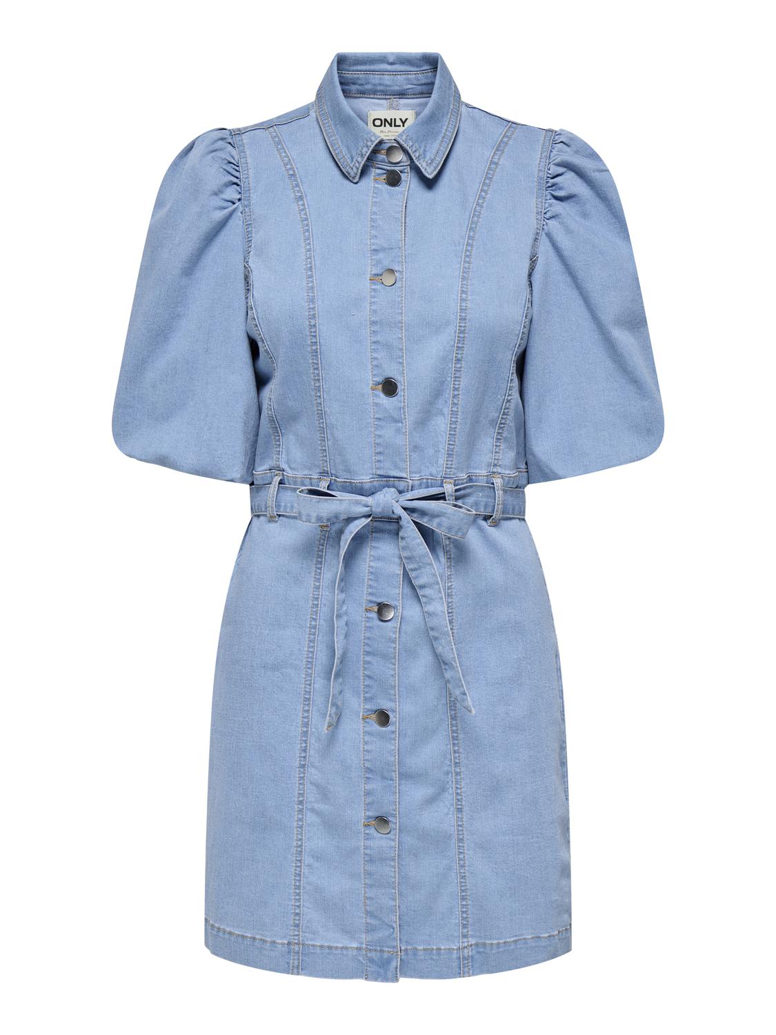 ONLBELIS S/S PUFF BELT DRESS DNM YFM - 3