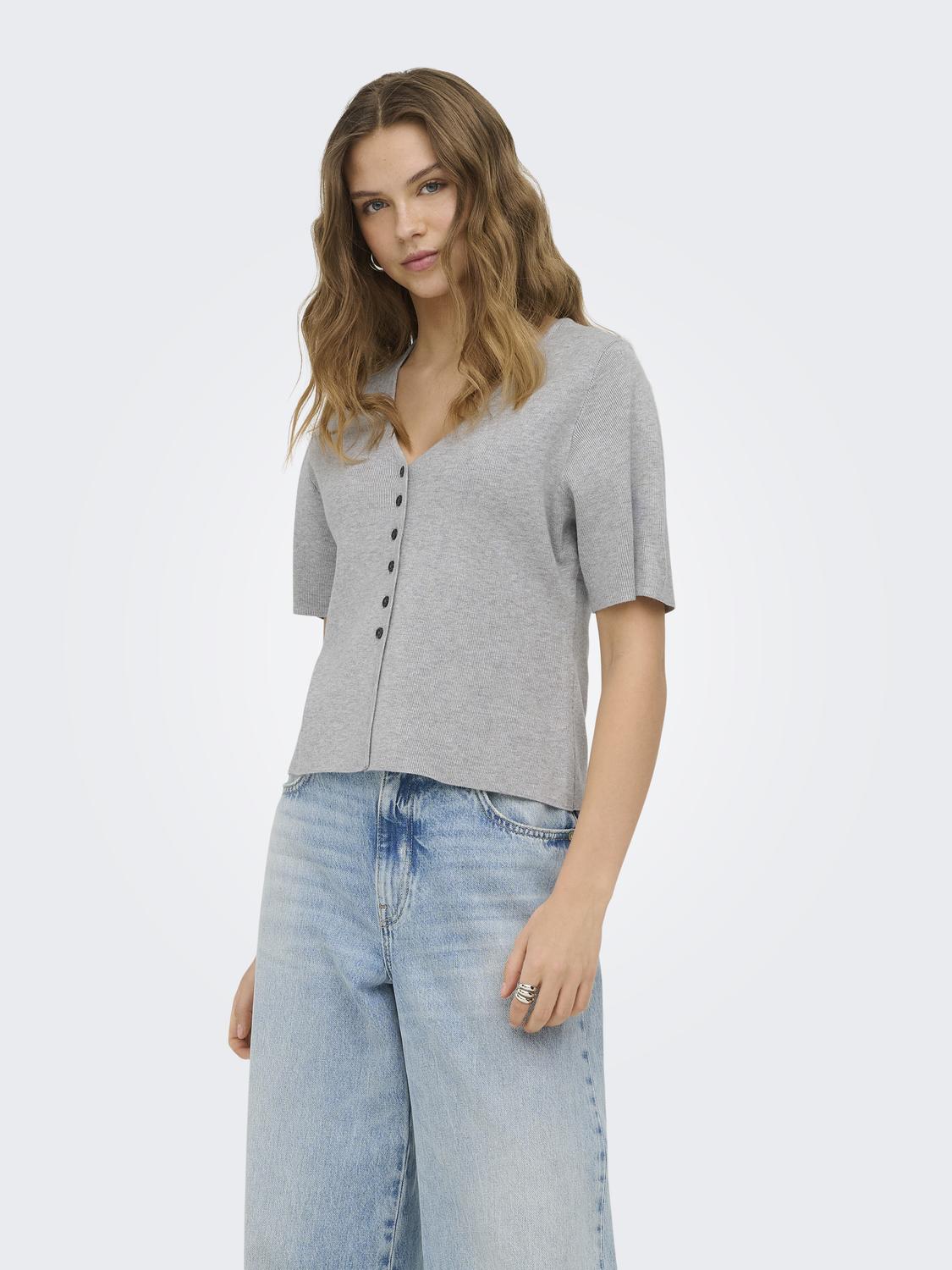 ONLLUCY SS V-NECK BUTTON EX KNT