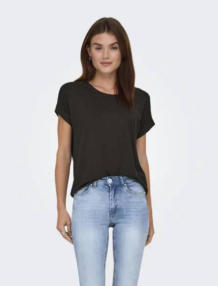 ONLMOSTER Top mit normalem O-Ausschnitt und kurzen Ärmeln