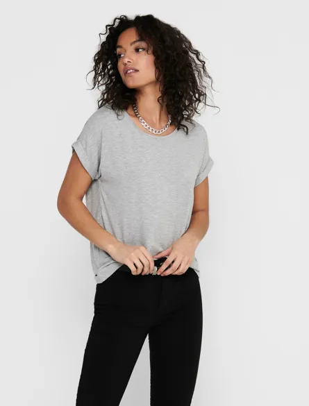 ONLMOSTER Top mit normalem O-Ausschnitt und kurzen Ärmeln