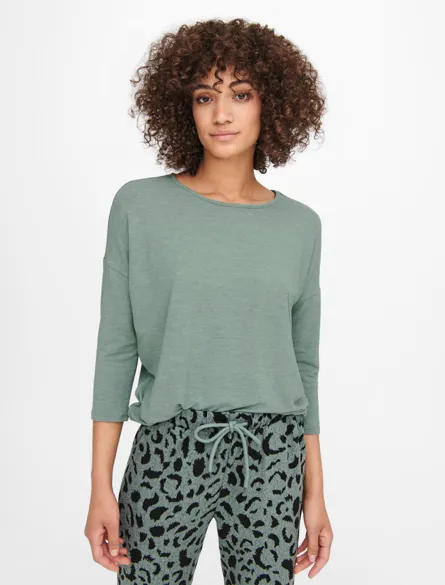 ONLGLAMOUR Oberteil mit O-Ausschnitt und 3/4-Ärmeln für täglichen Komfort