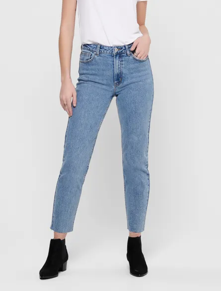 ONLEMILY Straight fit jeans met zakken aan de voorkant en enkellengte
