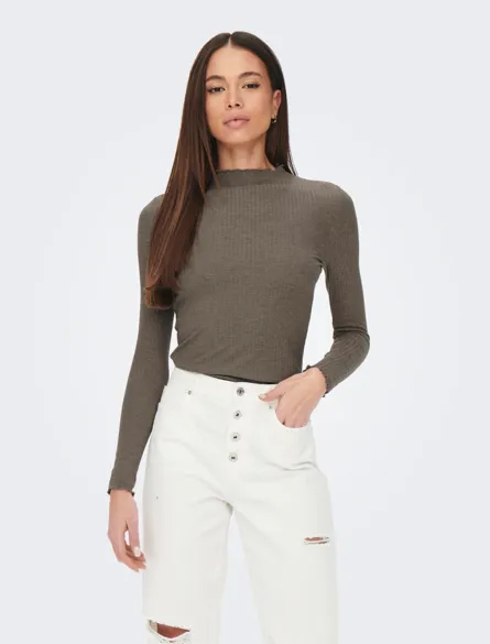 ONLEMMA Comfort Fit Top met hoge hals en vrouwelijke ruches